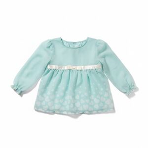 healthtex Mint Green Long Sleeve Heart Print Baby Top with White Bow